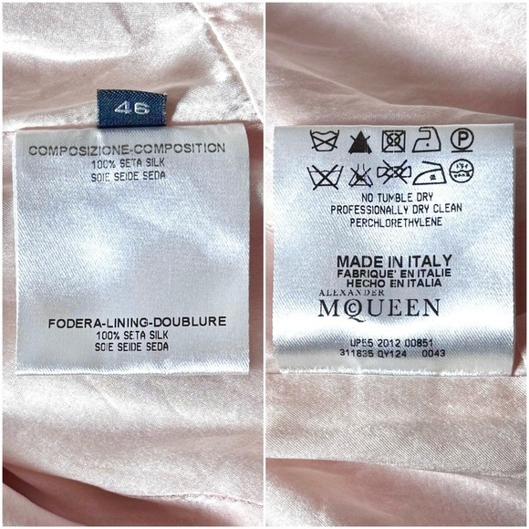 ALEXANDER MCQUEEN Blush Silk Crepe Draped Cowl Neck Short Sleeve Sheath Dress 10 - Picture 6 of 9